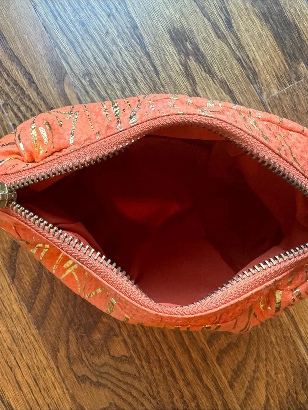 NWOT Orange Metallic Accent Women's Cosmetic Pouch